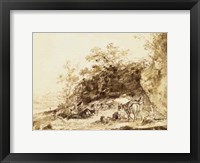 Sepia Landscape with Horses Fine Art Print