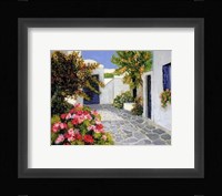 Fleurs Roses a Mykonos Framed Print