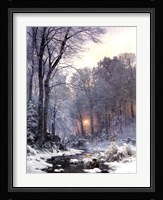 A Twilit Wooded River in the Snow Fine Art Print