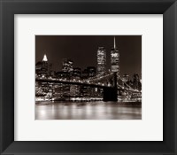 Over the Brooklyn Bridge at Night Fine Art Print