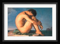 Jeune Homme Nu Assis Au Boro De La Mer Fine Art Print