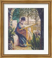 Madame Monet Embroidering, c.1875 Fine Art Print