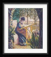 Madame Monet Embroidering, c.1875 Fine Art Print