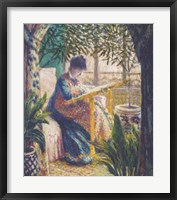 Madame Monet Embroidering, c.1875 Fine Art Print