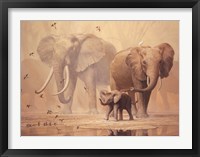 African Elephants and Namaqua Doves Fine Art Print