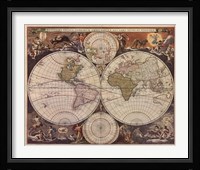 New World Map, 17th Century Fine Art Print