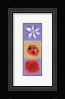 Ladybug Flowers Panel Framed Print