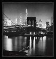 Night View Of The Brooklyn Bridge Fine Art Print