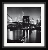 Night View Of The Brooklyn Bridge Fine Art Print