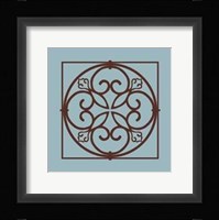 Chocolate And Blue Ironwork I Framed Print