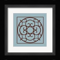 Chocolate And Blue Ironwork II Framed Print