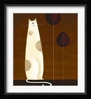 Feline And Two Leaves Fine Art Print