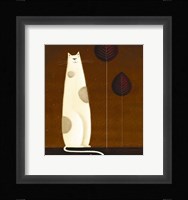 Feline And Two Leaves Fine Art Print