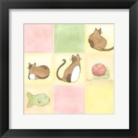 Tic-Tac Cats In Pink Framed Print