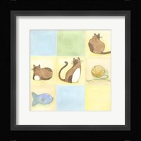 Tic-Tac Cats In Blue Framed Print