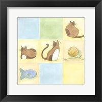 Tic-Tac Cats In Blue Fine Art Print