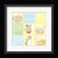 Tic-Tac Mice In Blue Framed Print