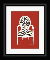 Zebra Chair On Red Framed Print
