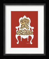 Leopard Chair On Red Framed Print