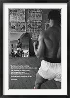 Muhammad Ali In Gym With Mirror Framed Print
