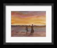 Boy, Girl And Two Dogs Fine Art Print
