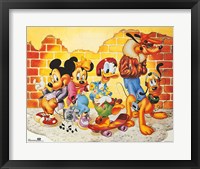 Mickey & Friends: Brick Wall Fine Art Print