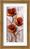 Red Poppies on Taupe I Fine Art Print