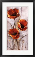 Red Poppies on Taupe I Fine Art Print