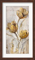 Golden Poppies on Taupe I Fine Art Print