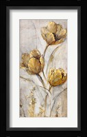 Golden Poppies on Taupe I Framed Print