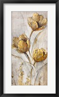 Golden Poppies on Taupe I Framed Print