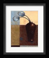 Ebony Vase with Blue Tulips I Framed Print