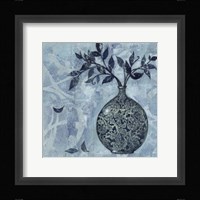 Ornate Vase with Indigo Leaves I Framed Print