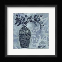 Ornate Vase with Indigo Leaves II Framed Print