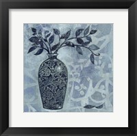 Ornate Vase with Indigo Leaves II Fine Art Print
