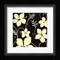 Black with Cream Flowers Fine Art Print