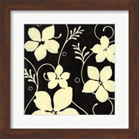 Black with Cream Flowers Fine Art Print