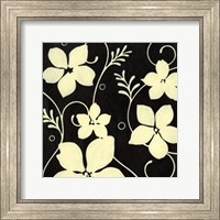 Black with Cream Flowers Fine Art Print