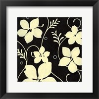 Black with Cream Flowers Fine Art Print
