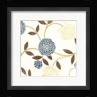Blue and Cream Flowers on Silk I Framed Print