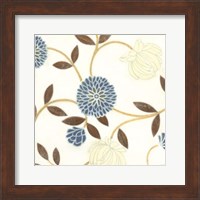 Blue and Cream Flowers on Silk I Fine Art Print