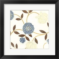 Blue and Cream Flowers on Silk I Fine Art Print