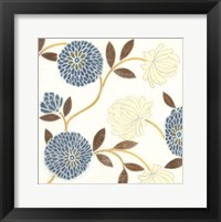 Blue and Cream Flowers on Silk II Fine Art Print