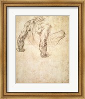 W.63r Study of a male nude, leaning back on his hands Fine Art Print