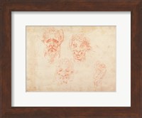W.33 Sketches of satyrs' faces Fine Art Print
