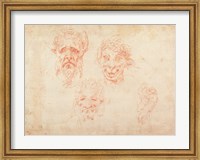 W.33 Sketches of satyrs' faces Fine Art Print