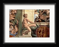 Sistine Chapel Ceiling (1508-12) detail of one of the ignudi Fine Art Print