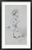 Young woman with a ribbon, 1857 Fine Art Print