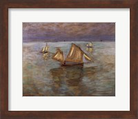 Fishing Boats at Pourville, 1882 Fine Art Print