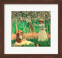In the Woods at Giverny: Blanche Hoschede at her easel with Suzanne Hoschede reading, 1887 Fine Art Print